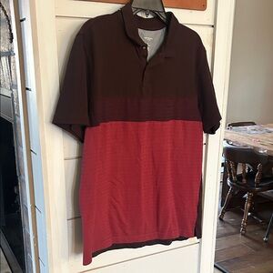 Van Heusen Men's Polo Shirt - Brown and Red